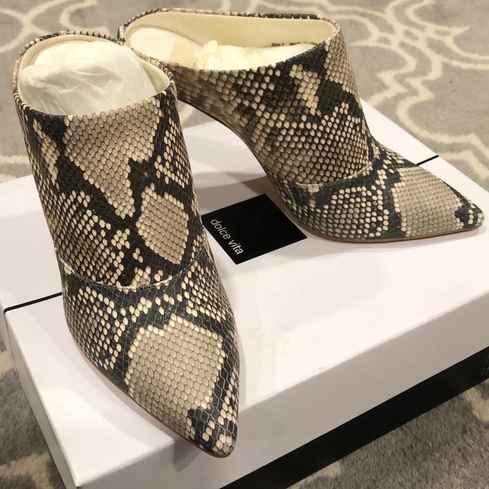Dolce Vita ..New embossed snake skin healed mules